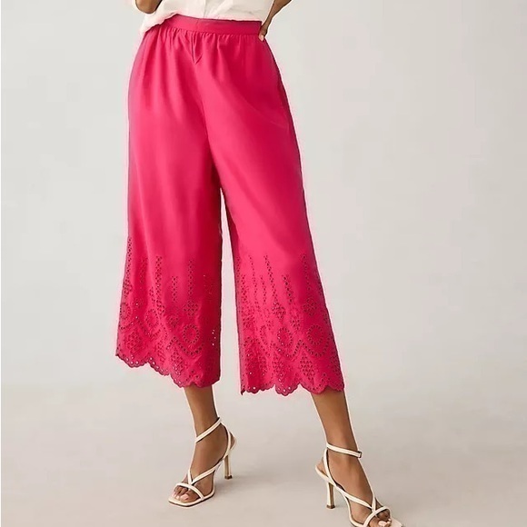 Anthropologie Wide-Leg Eyelet Crop Pants - Picture 1 of 1
